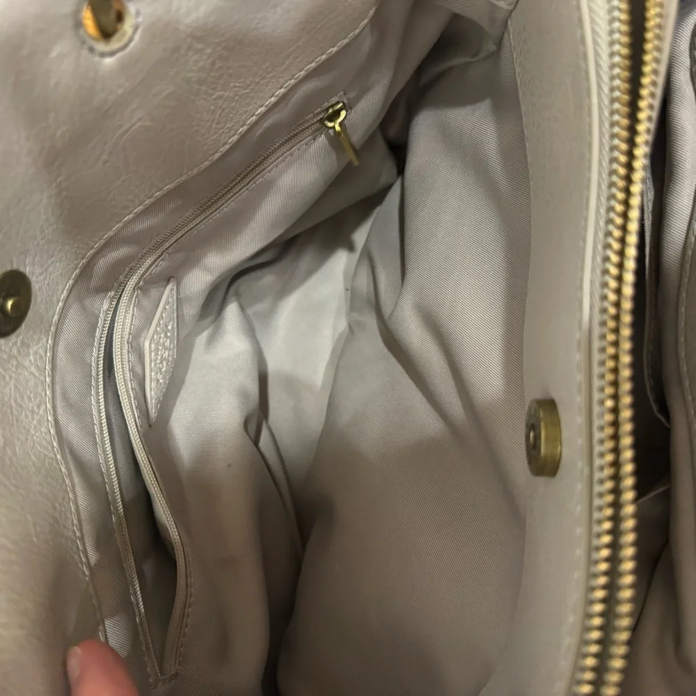 Fossil Lane Satchel Neutral Cream Brown Multi
